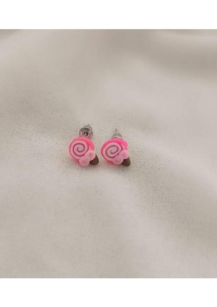 Küpe Lolipop Şeker Küpe Kadın Kız Çocuk Pembe
