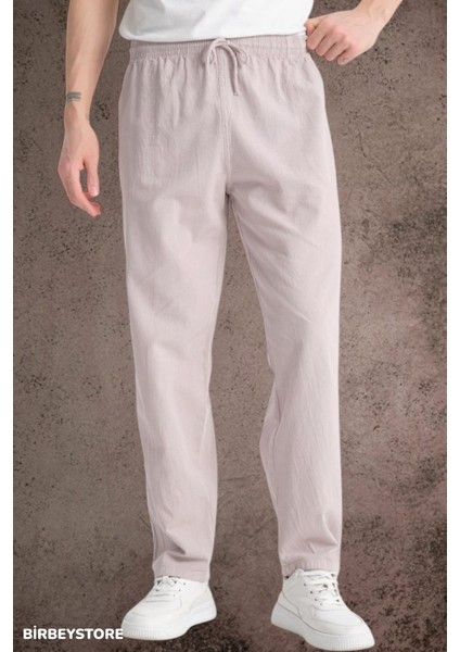 Yazlık Keten Pantolon Ham Bez Eşofman Beli Lastikli Unisex Rahat Kalıp Hambez Büyük Beden Alt Eşofman %100 Pamuk