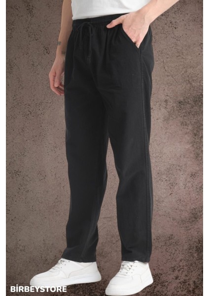 Yazlık Keten Pantolon Ham Bez Eşofman Beli Lastikli Unisex Rahat Kalıp Hambez Büyük Beden Alt Eşofman %100 Pamuk