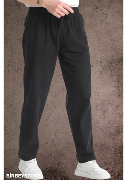 Yazlık Keten Pantolon Ham Bez Eşofman Beli Lastikli Unisex Rahat Kalıp Hambez Büyük Beden Alt Eşofman %100 Pamuk