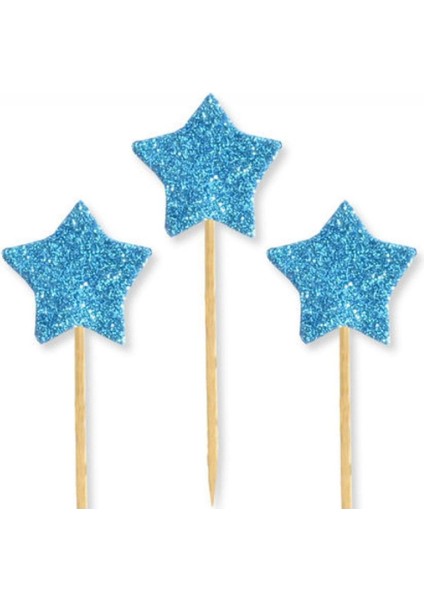 Simli Kürdan Yıldız Mavi Renk 12 Adet