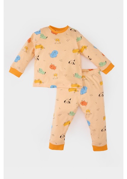 Erkek Bebek Pijama Takımı Desenli Uzun Kollu Penye Üst Beli Lastikli Uzun Alt E0759A525SP