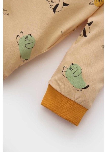 Erkek Bebek Pijama Takımı Desenli Uzun Kollu Penye Üst Beli Lastikli Uzun Alt E0759A525SP