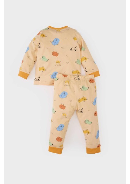 Erkek Bebek Pijama Takımı Desenli Uzun Kollu Penye Üst Beli Lastikli Uzun Alt E0759A525SP