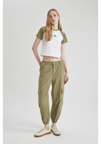 Coool Jogger Pantolon Gabardin Kumaş Normal Bel Basic Düz Kargo Cepli B0454AX24SP