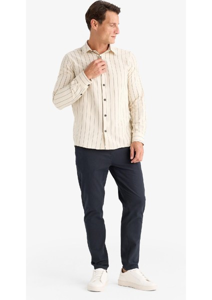 %100 Pamuk Keten Görünümlü Yazlık Jogger Pantolon Dar Paça Beli Bağcıklı Lastikli Cepli Z6475AZ25SP