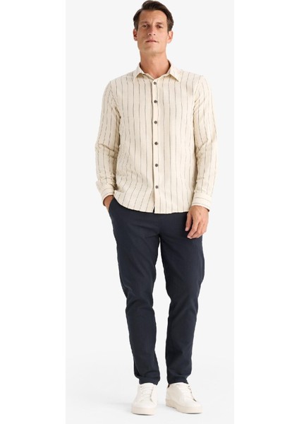 %100 Pamuk Keten Görünümlü Yazlık Jogger Pantolon Dar Paça Beli Bağcıklı Lastikli Cepli Z6475AZ25SP