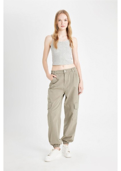 Coool Jogger Pantolon Gabardin Kumaş Normal Bel Basic Düz Kargo Cepli B0454AX24AU