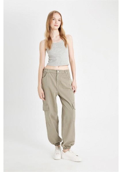 Coool Jogger Pantolon Gabardin Kumaş Normal Bel Basic Düz Kargo Cepli B0454AX24AU