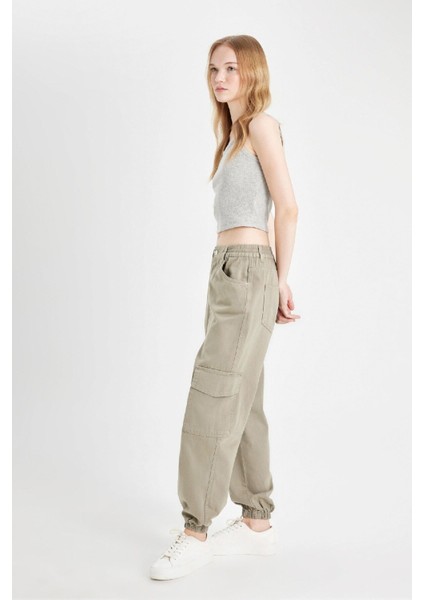 Coool Jogger Pantolon Gabardin Kumaş Normal Bel Basic Düz Kargo Cepli B0454AX24AU