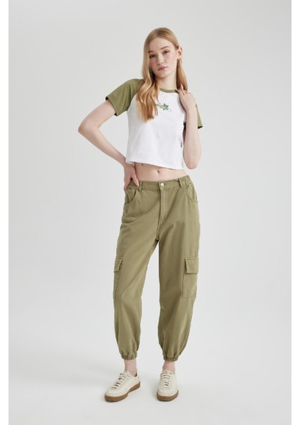 Coool Jogger Pantolon Gabardin Kumaş Normal Bel Basic Düz Kargo Cepli B0454AX24SP