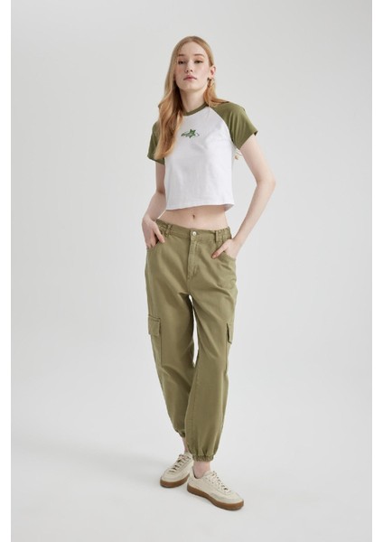 Coool Jogger Pantolon Gabardin Kumaş Normal Bel Basic Düz Kargo Cepli B0454AX24SP