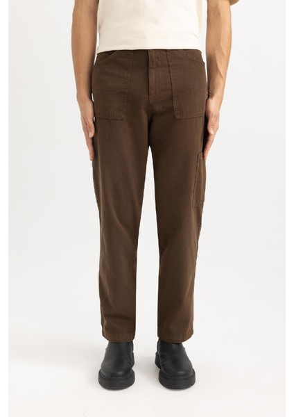 Yazlık Kanvas Pantolon Straight Fit Normal Kalıp Normal Bel Boru Paça Basic Düz Cepli B2156AX24SP
