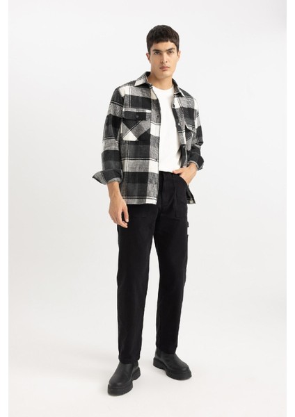 Yazlık Kanvas Pantolon Straight Fit Normal Kalıp Normal Bel Boru Paça Basic Düz Cepli B2156AX24SP