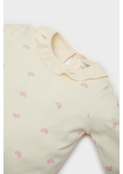 Kız Bebek Pijama Takımı Gökkuşağı Baskılı Uzun Kollu Üst Beli Lastikli Uzun Alt E1535A525SP