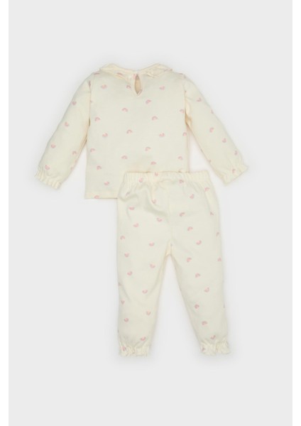Kız Bebek Pijama Takımı Gökkuşağı Baskılı Uzun Kollu Üst Beli Lastikli Uzun Alt E1535A525SP