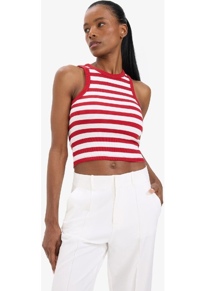 Defactofit Standart Fit Çizgili Bisiklet Yaka Sporcu ATLET D9316AX25SP