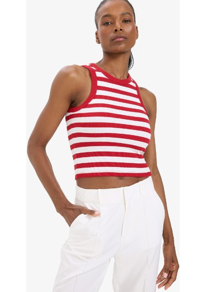 Defactofit Standart Fit Çizgili Bisiklet Yaka Sporcu ATLET D9316AX25SP