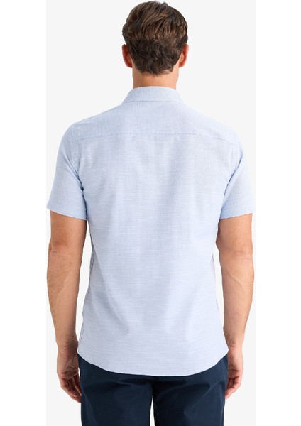 Modern Fit Yazlık Polo Yaka Basic Düz Kısa Kollu Gömlek E5077AX25SM
