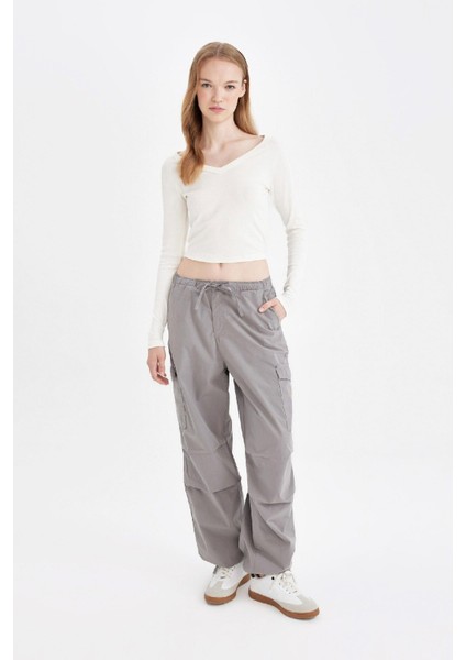 Coool Paraşüt Poplin Pantolon Basic Düz Cepli Beli Lastikli A6266AX24AU
