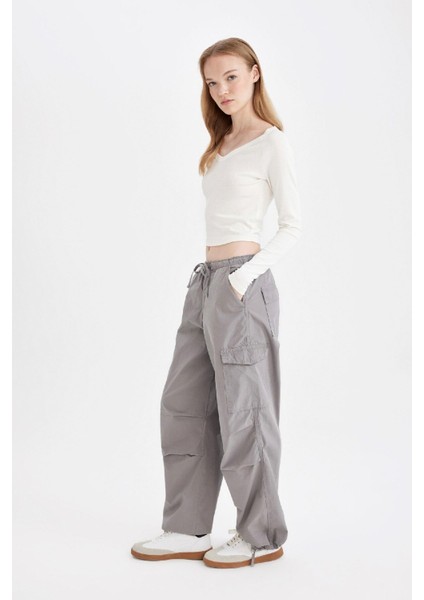 Coool Paraşüt Poplin Pantolon Basic Düz Cepli Beli Lastikli A6266AX24AU