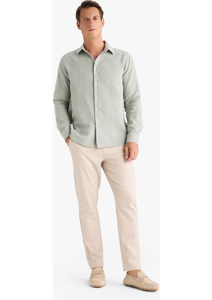 %100 Pamuk Regular Fit Polo Yaka Uzun Kollu Gömlek D7394AX25SP
