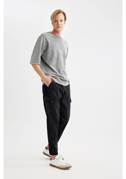 Regular Fit İnce Eşofman Altı Kargo Cepli Lastikli Paça B4377AX24SP