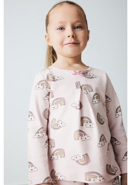 Kız Bebek Pijama Takımı Gökkuşağı Baskılı Uzun Kollu Üst Beli Lastikli Uzun Alt D9075A525SP