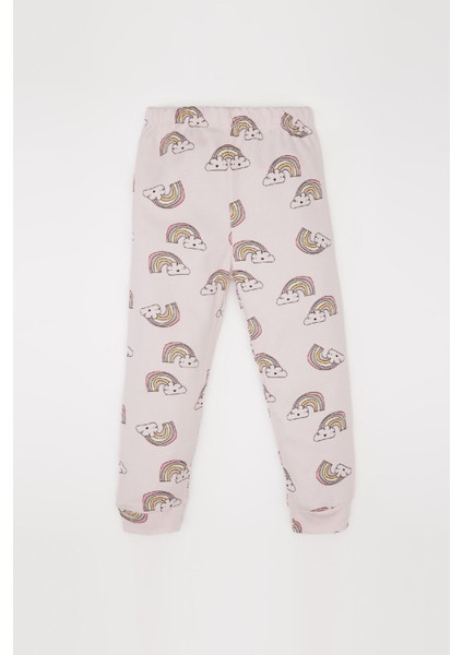 Kız Bebek Pijama Takımı Gökkuşağı Baskılı Uzun Kollu Üst Beli Lastikli Uzun Alt D9075A525SP