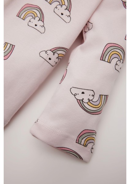 Kız Bebek Pijama Takımı Gökkuşağı Baskılı Uzun Kollu Üst Beli Lastikli Uzun Alt D9075A525SP
