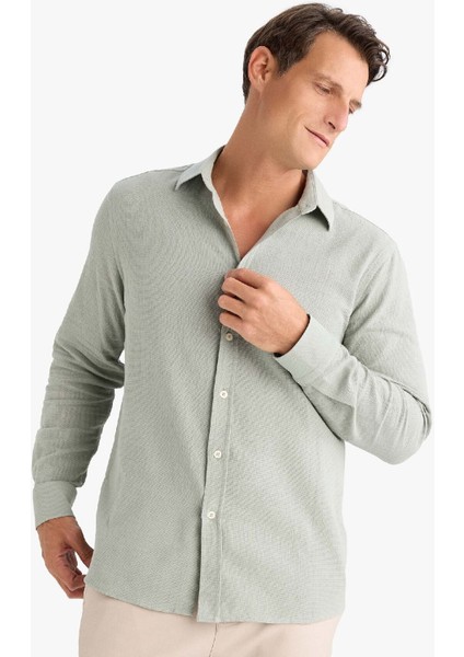 %100 Pamuk Regular Fit Polo Yaka Uzun Kollu Gömlek D7394AX25SP