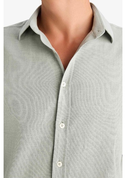 %100 Pamuk Regular Fit Polo Yaka Uzun Kollu Gömlek D7394AX25SP