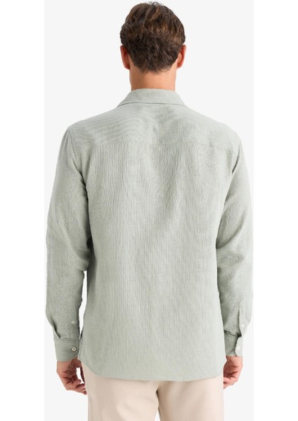 %100 Pamuk Regular Fit Polo Yaka Uzun Kollu Gömlek D7394AX25SP