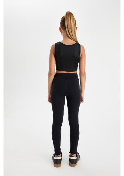 Kız Çocuk Standart Boy Siyah Basic Düz Tayt D3226A824WN