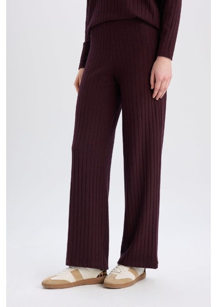 Wide Leg Geniş Paça Eşofman Altı Normal Bel Fitilli Kaşkorse Kumaş Basic Düz B2405AX25SP