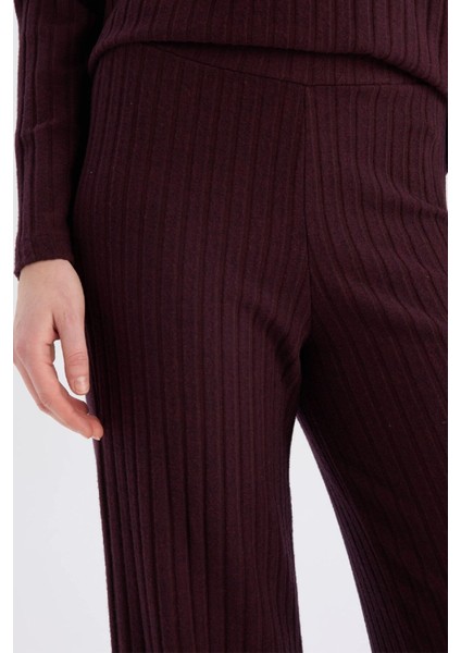 Wide Leg Geniş Paça Eşofman Altı Normal Bel Fitilli Kaşkorse Kumaş Basic Düz B2405AX25SP