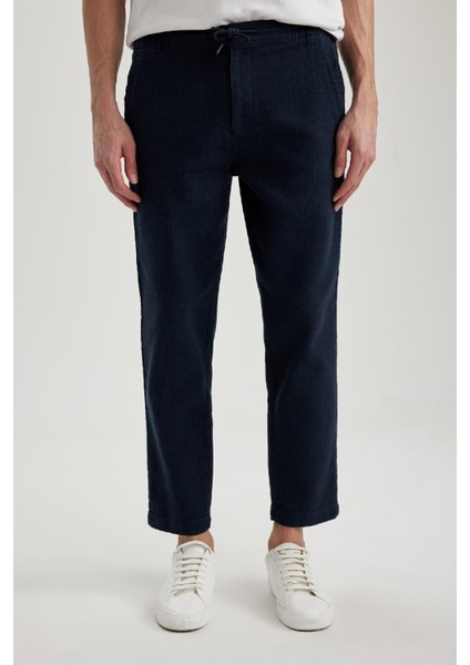 Yazlık Jogger Pantolon Regular Fit Normal Kesim Keten Görünümlü Düz Paça Pamuklu Cepli B4138AX24SP