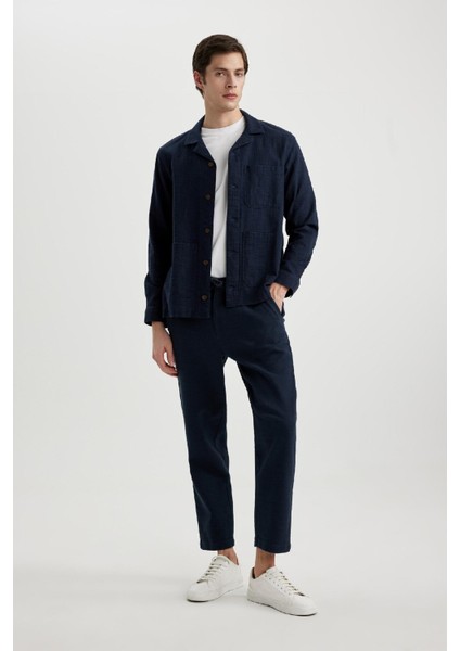 Yazlık Jogger Pantolon Regular Fit Normal Kesim Keten Görünümlü Düz Paça Pamuklu Cepli B4138AX24SP