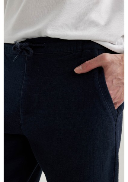 Yazlık Jogger Pantolon Regular Fit Normal Kesim Keten Görünümlü Düz Paça Pamuklu Cepli B4138AX24SP