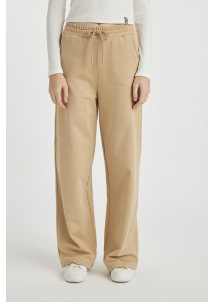 Coool Wide Leg Geniş Bol Paça Eşofman Altı Beli Lastikli Bağcıklı Cepli Basic Düz B3345AX23WN