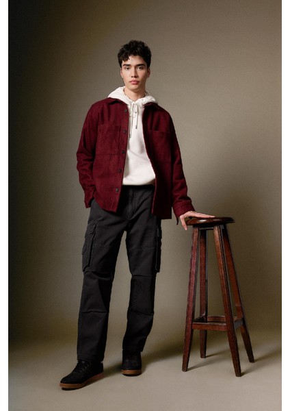 Pantolon Wide Leg Fit Geniş Kalıp Normal Bel Geniş Paça Kargo Cepli B1915AX24SP