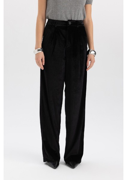 Wide Leg Kadife Kışlık Pantolon Yüksek Bel Geniş Paça Uzun Boy B4881AX23WN