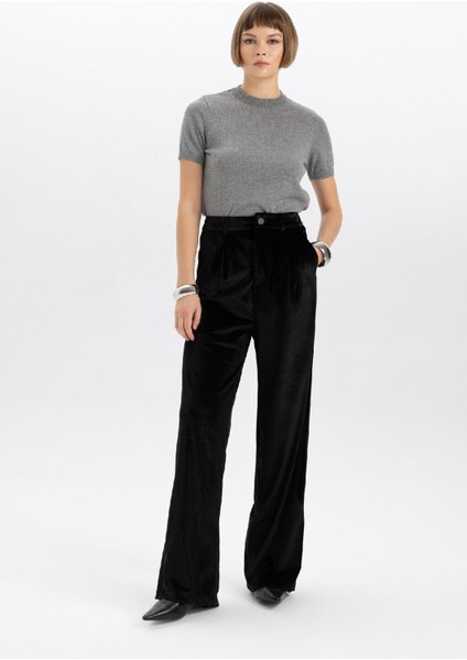 Wide Leg Kadife Kışlık Pantolon Yüksek Bel Geniş Paça Uzun Boy B4881AX23WN fırsatları