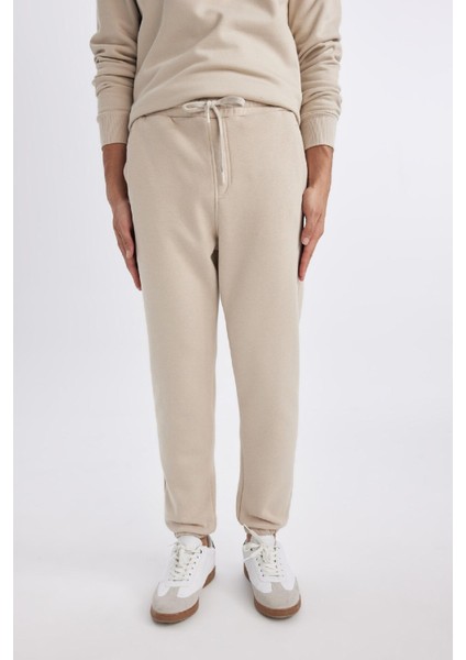 Jogger Eşofman Altı Standart Fit Basic Düz Beli Bağcıklı Lastikli Paça Cepli A6468AX24SP