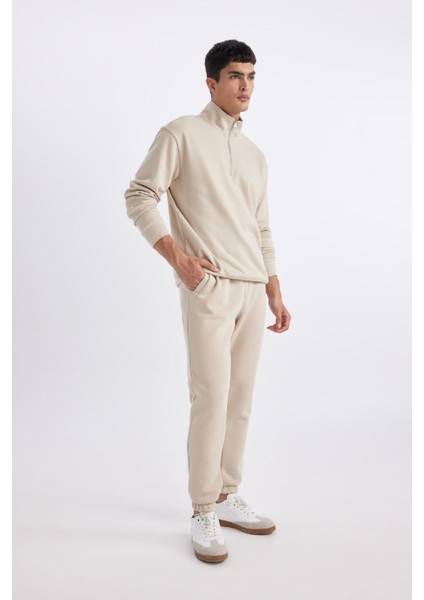 Jogger Eşofman Altı Standart Fit Basic Düz Beli Bağcıklı Lastikli Paça Cepli A6468AX24SP