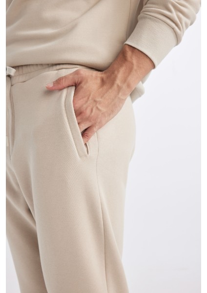Jogger Eşofman Altı Standart Fit Basic Düz Beli Bağcıklı Lastikli Paça Cepli A6468AX24SP