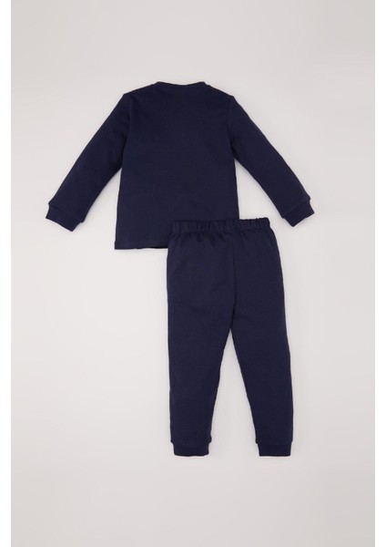 Erkek Bebek Pijama Takımı Uzay Baskılı Uzun Kollu Üst Beli Lastikli Uzun Alt D9068A525SP