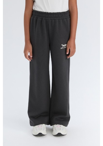 Kız Çocuk Wide Leg Geniş Bol Paça Baskılı Eşofman Altı D2298A824WN