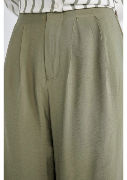 Wide Leg Geniş Bol Paça Çift Pileli Basic Düz Dokuma Pantolon A9068AX24SM