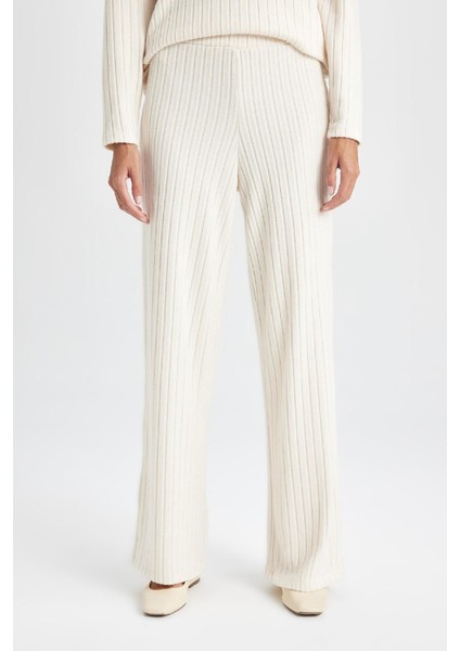Wide Leg Geniş Paça Eşofman Altı Normal Bel Fitilli Kaşkorse Kumaş Basic Düz B2405AX24AU